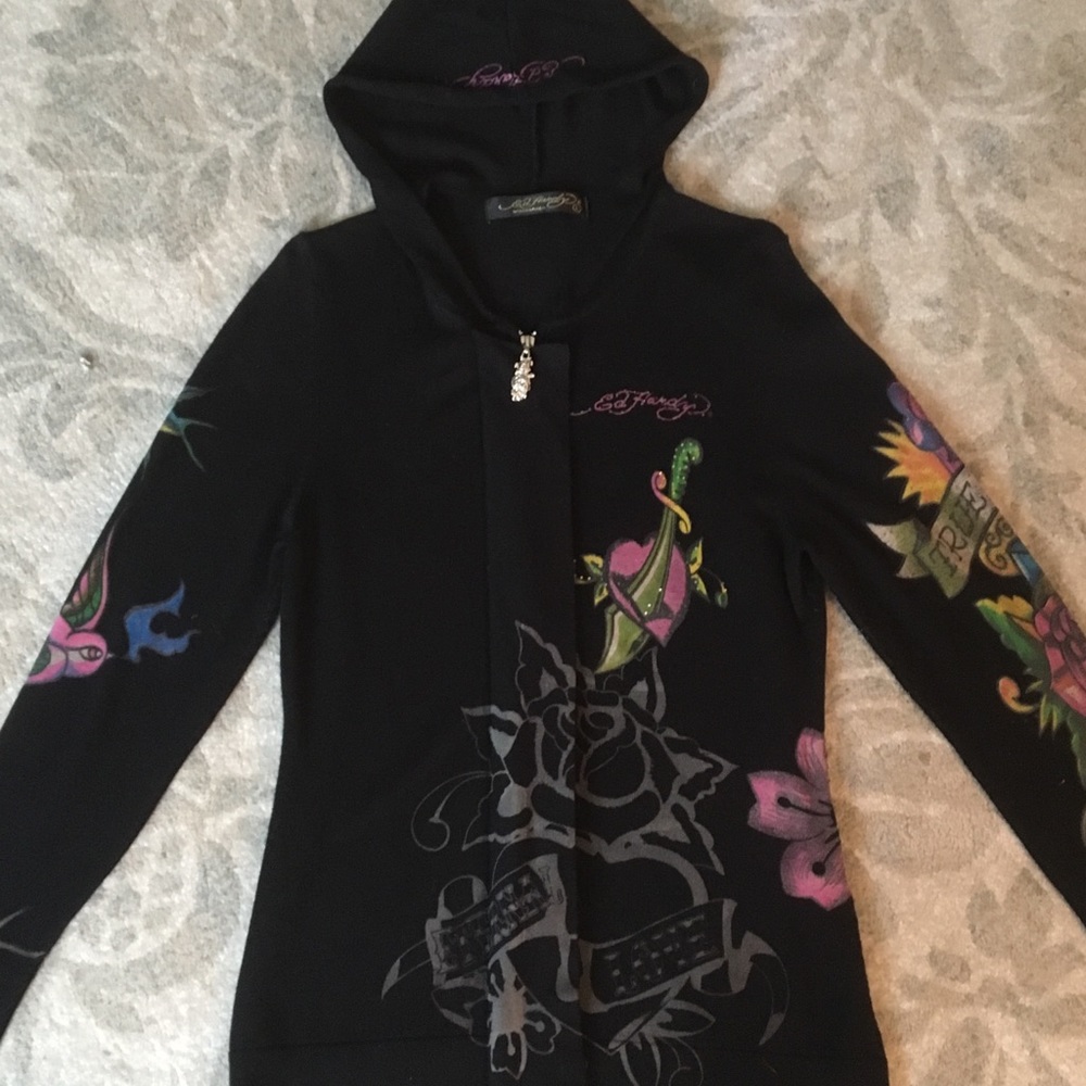 Ed Hardy zip up hoodie sweater.